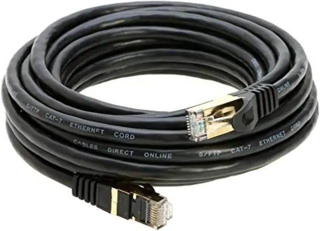 Main image of Cables Direct Online 30ft Cat7 S/FTP Ethernet Cable, Gold-Plated Shielded RJ45 Connectors, Black