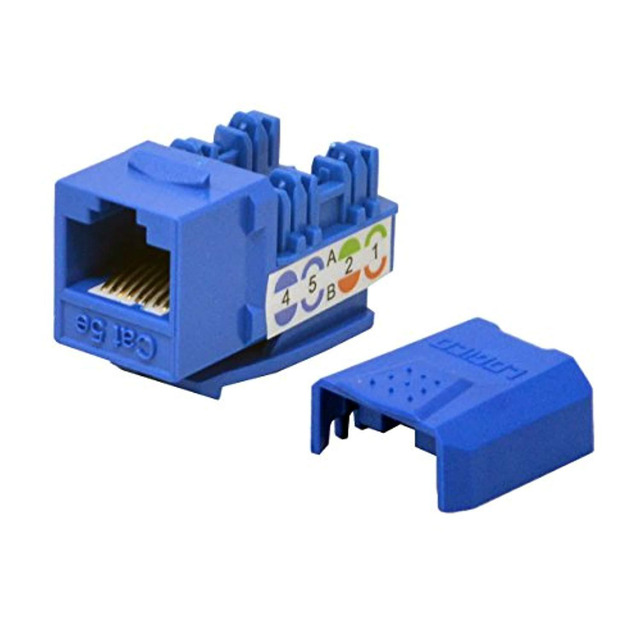 thumbnail image 2 of Installers-Choice Cat5e 45° Angled Keystone Jack – 110 Punchdown, 5-Pack, Yellow 2 of 6
