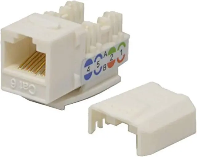 Main image of 5 pack lot Keystone Jack Cat6 White Network Ethernet 110 Punchdown 8P8C
