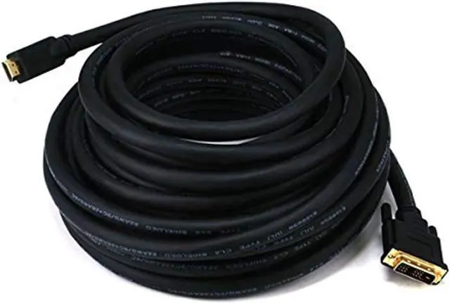 Alt view image 4 of 18 - Monoprice 50ft 22AWG CL2 Standard HDMI to DVI Adapter Cable - Black