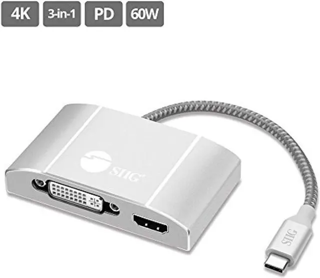 Alt view image 8 of 20 - USB-C TO 3-IN-1 MULTIPORT VIDEO ADAPTER WITH PD CHARGING - DVI/HDMI/VGA