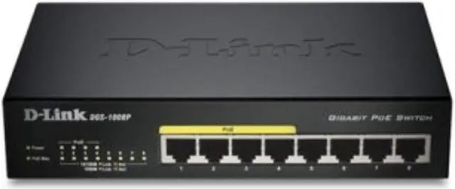 Alt view image 2 of 10 - D-Link DGS-1008P 8-Port Gigabit Unmanaged Desktop Switch w/ 4 PoE Ports