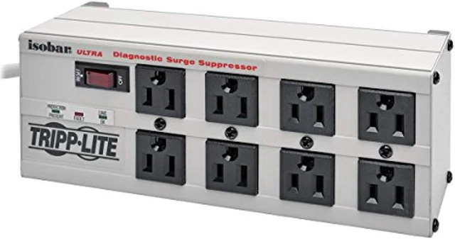 Main image of tripp lite isobar 8 outlet surge protector power strip 12ft cord right angle plug diagnostic leds (isobar8ultra)