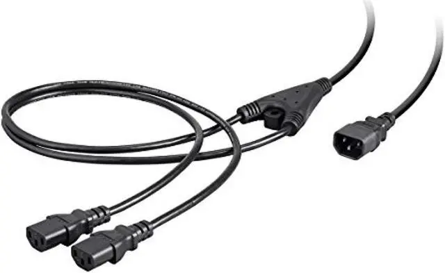 Main image of Monoprice 6ft 18AWG Power Extension Cord Splitter Cable  10A (IEC 60320 C14 to 2x IEC 60320 C13)