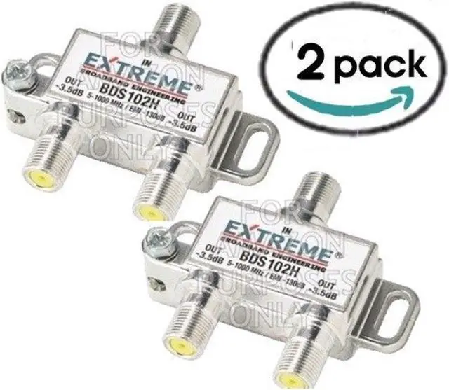 Main image of 2 Way Extreme/Amphenol 1GHz High Performance Coax Cable Splitter BDS102H 2 Pack