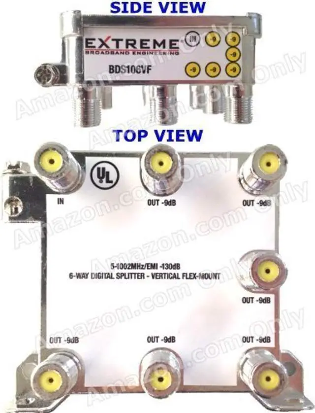 Alt view image 2 of 9 - EXTREME 6 WAY BALANCED HD DIGITAL 1GHz HIGH PERFORMANCE COAX CABLE SPLITTER - BDS106VF by Extreme