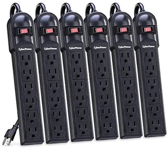 Main image of cyberpower csb604 essential surge protector, 900j/125v, 6 outlets, 4ft power cord
