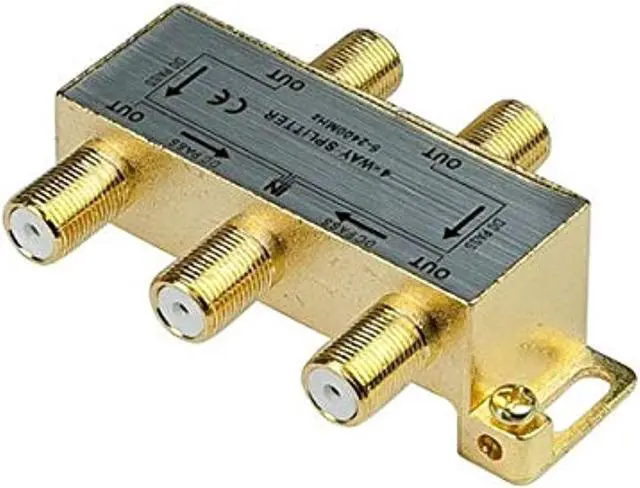 Alt view image 2 of 2 - iMBAPrice 110015-1 (1-Pack) Glod Plated 2.4 Ghz 4-Way Coaxial Cable Splitter F-Type Screw Video Satellite Splitter/VCR/C