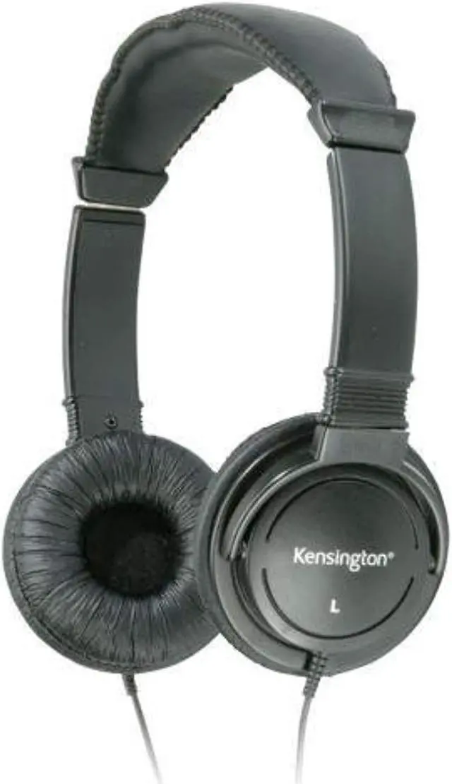 Main image of 33137 kensington hi-fi stereo headphone - black - wired - 32 ohm - 20 hz 20 khz - gold plated - binaural - ear-cup - 9 ft cable