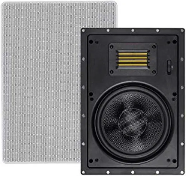 Alt view image 7 of 9 - Monoprice 2-Way Carbon Fiber In-Wall Speakers - 8 Inch (Pair) With Magnetic Grille And Ribbon Tweeter - Amber Series