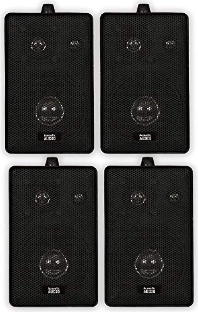 Main image of Acoustic Audio 251B Indoor Outdoor 3 Way Speakers 800 Watt Black 2 Pair Pack 251B-2Pr