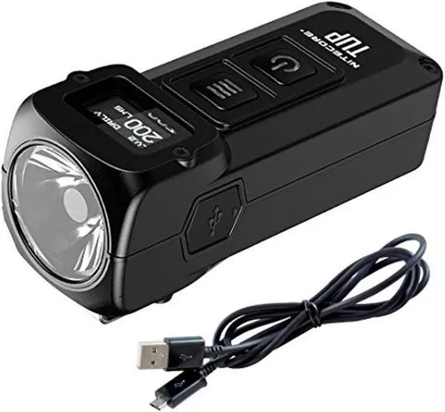 Main image of nitecore tup 1000 lumen rechargeable everyday carry pocket flashlight and oled display with lumentac charging cable (black)