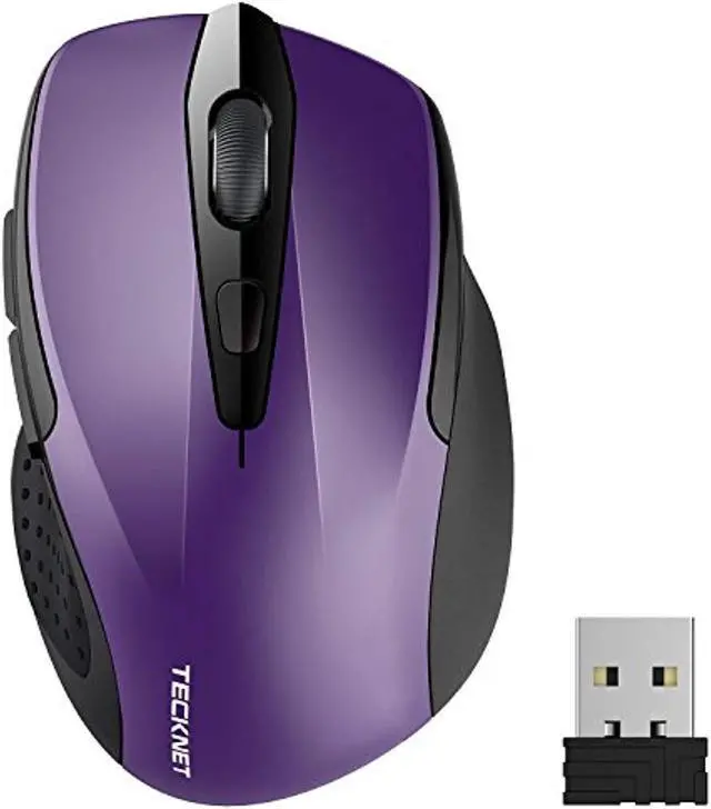 Main image of tecknet pro 2.4g ergonomic wireless mobile optical mouse with usb nano receiver for laptop,pc,computer,chromebook,macbook,notebook,6 buttons,24 months battery life,5 dpi adjustment levels