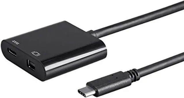 Alt view image 3 of 7 - Monoprice USB-C to Mini DisplayPort & USB-C (F) Dual Port Adapter - Select Series