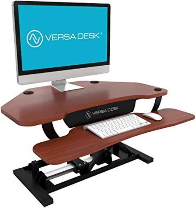 Alt view image 7 of 7 - VersaDesk® PowerPro® 36" x 31" Corner Electric Standing Desk Converter with USB Charging Port  Cherry