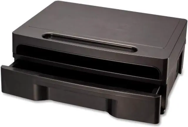 Alt view image 4 of 20 - Officemate Monitor Stand with Drawer 13 1/8 x 9 7/8 x 5 Black 22502