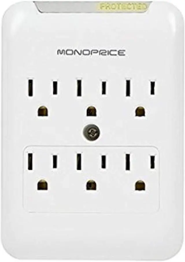 Alt view image 3 of 14 - Monoprice Power & Surge - 6 Outlet Surge Protector Slim Wall Tap - White | UL Rated, 540 Joules With Protected Light Indicator