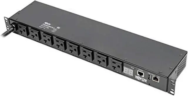 Alt view image 7 of 20 - Tripp Lite 1.9kW Single-Phase Switched PDU, LX Platform Interface, 120V Outlets (8 x 5-15/20R), NEMA L5-20P, 12.0 Feet Cord, 1U Rack, TAA (PDUMH20NET2LX)