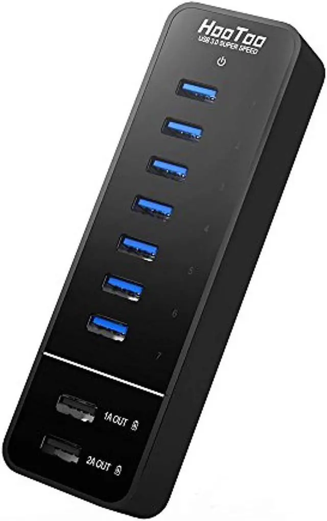 Alt view image 10 of 10 - HooToo® HT-UH010 7-Port USB 3.0 Hub with 2 Smart-Charging Ports for iPad, iPhone, Smart Phones & Tablets (Latest VIA VL812 Chipset, 12V/5A Power Adapter, 3.3ft USB Data Cable)