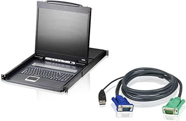 Alt view image 2 of 3 - Aten 8-Port 19" LCD Integrated USB/PS2 Combo KVM w/ 8 Cables (CL1308NUKIT)