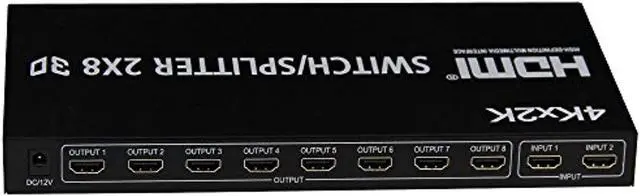 Alt view image 3 of 9 - 4XEM 2x8 Port HDMI Splitter\Switcher Supports 3D 4K/2K