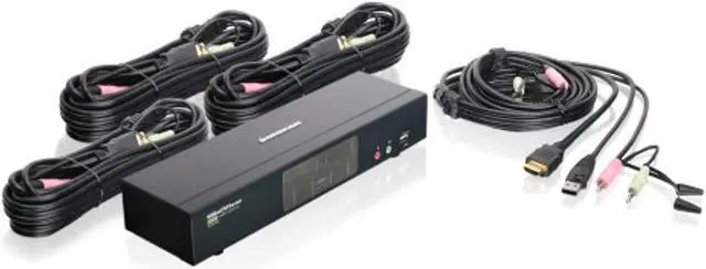 Main image of iogear 4port hdmi multimedia kvm switch with audio, usb 2.0 hub and hdmi kvm cables, gcs1794