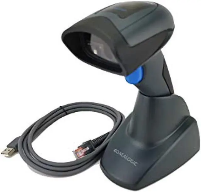 Main image of datalogic quickscan qd2430 handheld 2d barcode scanner, includes base stand (autosense) and usb cable