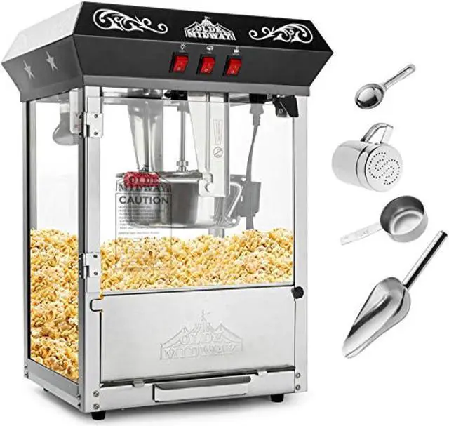 Alt view image 7 of 8 - Olde Midway Bar Style Popcorn Machine Maker Popper with 10-Ounce Kettle - Black