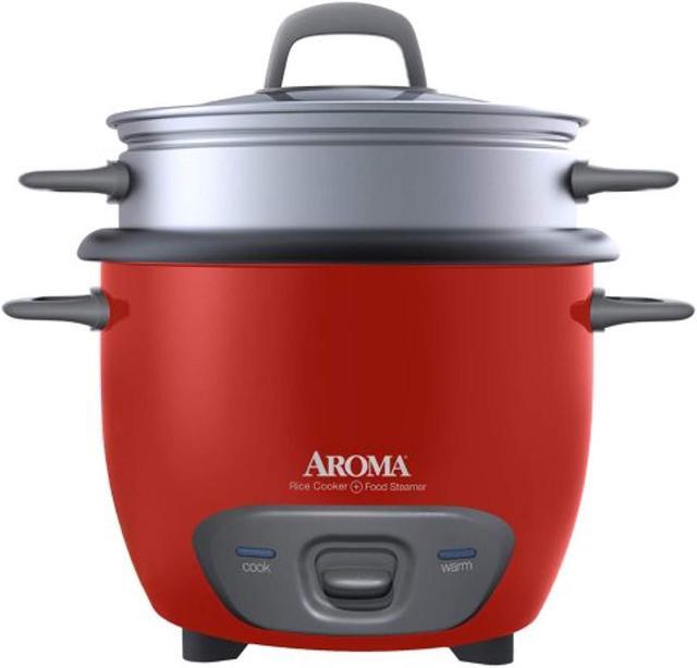 Alt view image 7 of 12 - AROMA ARC-743-1NGR 3 Cups (Uncooked)/6 Cups (Cooked) Pot-Style Rice Cooker and Food Steamer, Red