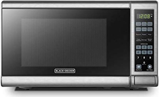 black decker em720cb7 digital microwave oven with turntable push