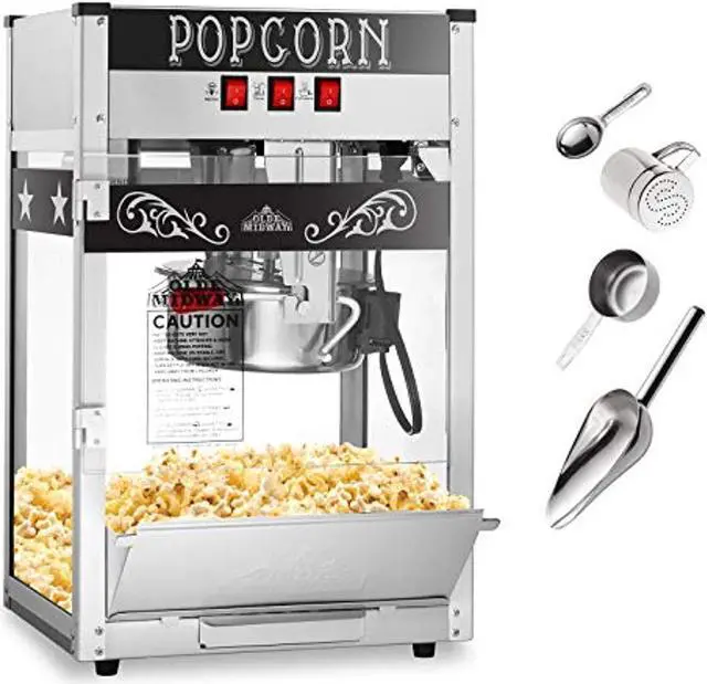 Alt view image 8 of 10 - Olde Midway Commercial Popcorn Machine Maker Popper with 8-Ounce Kettle - Black