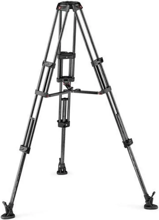Alt view image 4 of 7 - Manfrotto Carbon Fiber Twin Leg Video Tripod, Mid-Level Spreader, 100/75mm Bowl