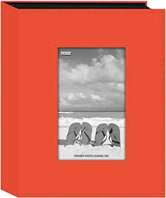 Main image of pioneer frm-246co sewn frame photo album 7"x9" 200 pockets-bright orange