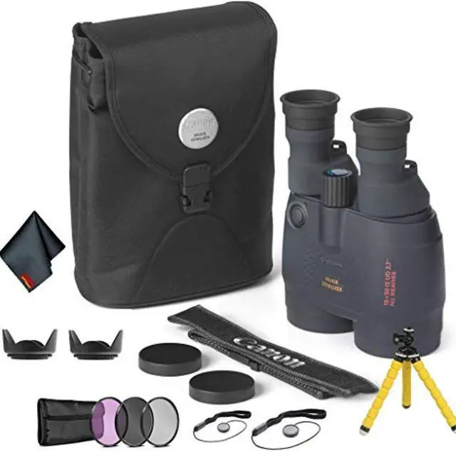 Alt view image 5 of 5 - Canon 18x50 Image Stabilization All-Weather Binoculars - Bundle with Tulip Lens Hoods, Tripod + More