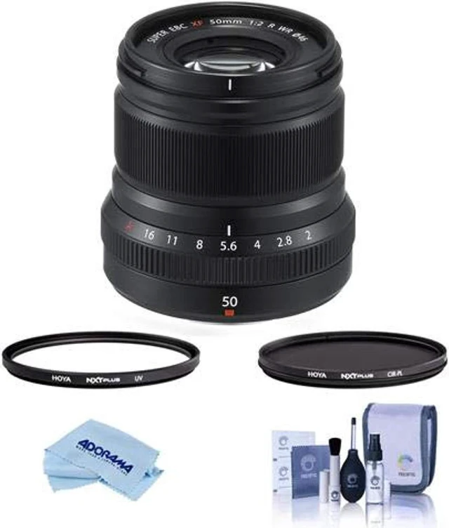Main image of fujifilm xf 50mm (76mm) f/2 wr lens, black - bundle with hoya 46mm 10-layer hmc multi-coated uv filter, hoya 46mm hmc multi-coa