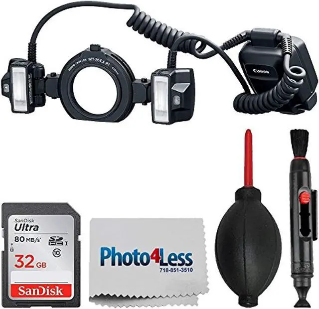 Main image of canon macro twin lite mt-26ex-rt camera flash + 32gb memory card + dust blower + lens pen - top value accessory bundle!