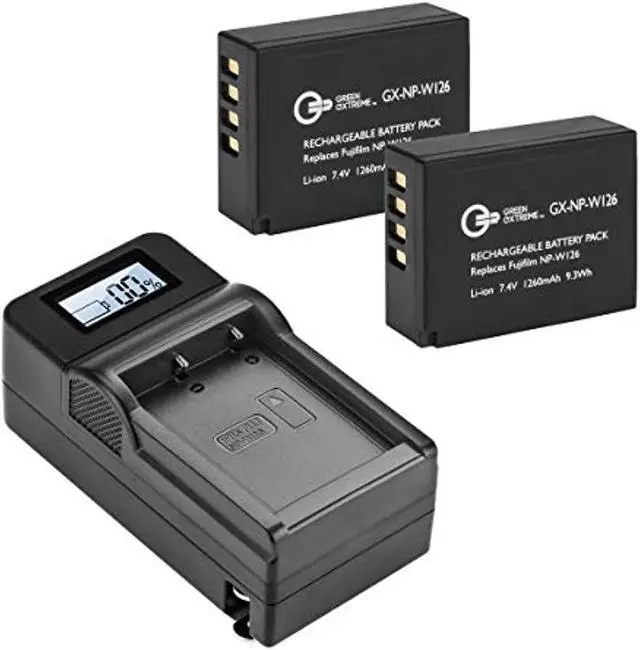 Alt view image 2 of 10 - green extreme 2 pack npw126 battery and compact smart charger kit 7.4v 2000mah