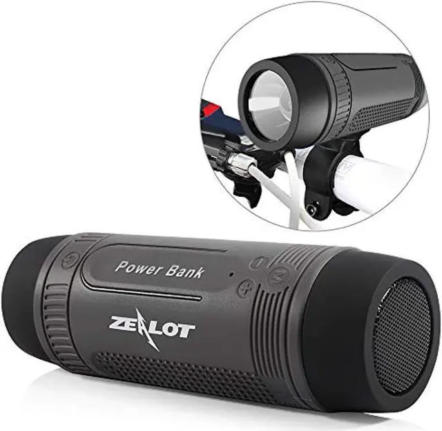 Alt view image 3 of 3 - Outdoor Speakers Portable Bluetooth Bicycle Speaker Zealot S1 4000mAh Power Bank Waterproof Speakers with Full Outdoor Accessories(Bike Mount, Carabiner...)(Gray)