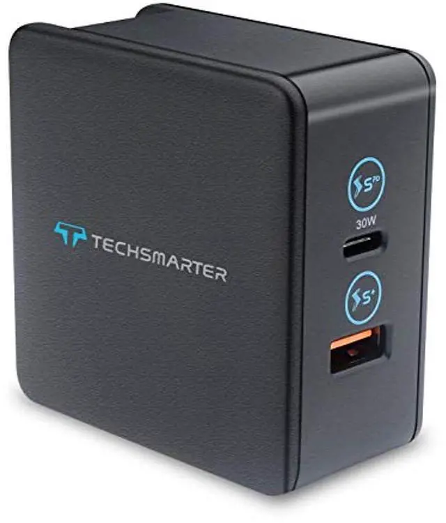 Main image of Techsmarter 48W USB C PD Wall Charger with 30W Power Delivery and 18W USB Port, For iPhone 15, 14, 13, 12, 11, XS, XR, iPad, MacBook Air, Samsung Galaxy S23, S22, S21, S20, S10, Androids