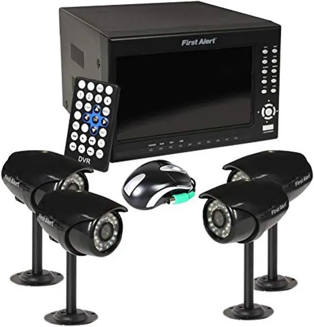 Alt view image 10 of 16 - First Alert Hs-4700-s 4 Wired Security Camera Recording System With 7 in. Lcd Display & Built-in Dvr