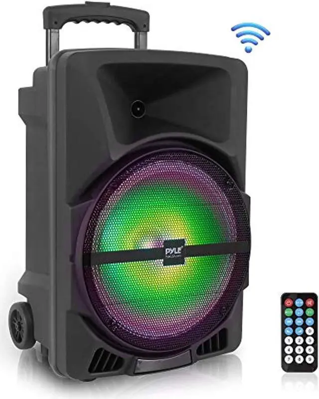 Alt view image 2 of 2 - wireless portable pa speaker system 1200w high powered bluetooth compatible indoor and outdoor dj sound stereo loudspeaker w/ usb sd mp3 aux 3.5mm input, flashing party light & fm radio pphp1544b