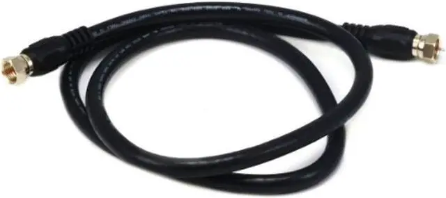 Alt view image 4 of 11 - Monoprice 1.5ft RG6 (18AWG) 75Ohm, Quad Shield, CL2 Coaxial Cable with F Type Connector - Black