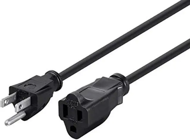 Alt view image 7 of 17 - Monoprice 3-Prong Extension Cord - 10 Feet - Black | NEMA 5-15P to NEMA 5-15R, 16AWG, 13A