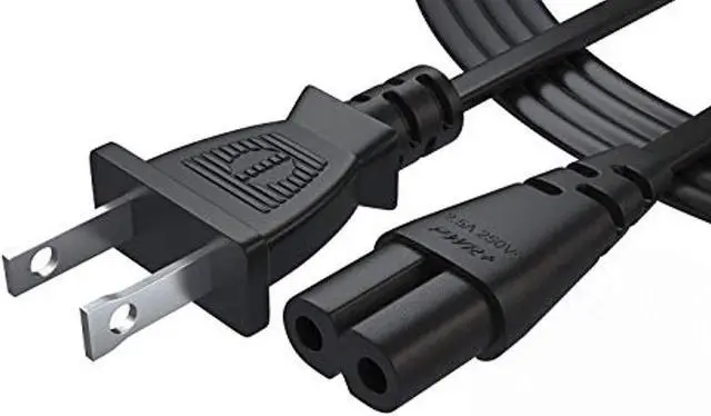 Main image of ul listed pwr ac cable replacement power cord 2 prong 6 feet (black)