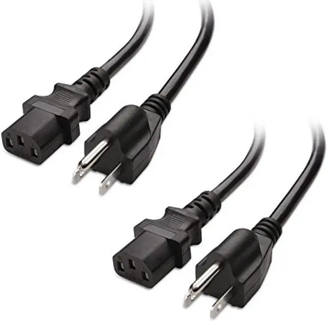 Main image of cable matters 2-pack 16 awg heavy duty 3 prong computer monitor power cord in 15 feet (nema 5-15p to iec c13)