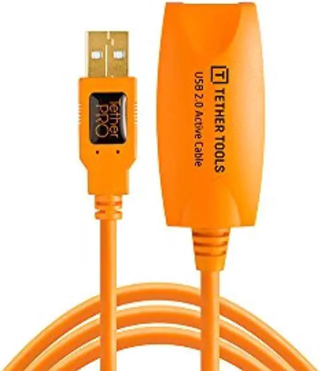 Alt view image 5 of 13 - Tether Tools TetherPro 16' USB 2.0 Active Extension Cable, Orange #CU1917