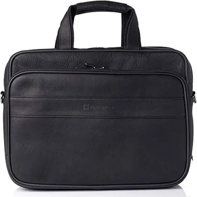 Alt view image 2 of 10 - Alpine Swiss Messenger Bag Leather 15.6 Laptop Briefcase Portfolio Business Case