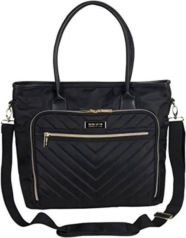 Main image of kenneth cole reaction twill with quilted chevron 15" laptop tote black one size