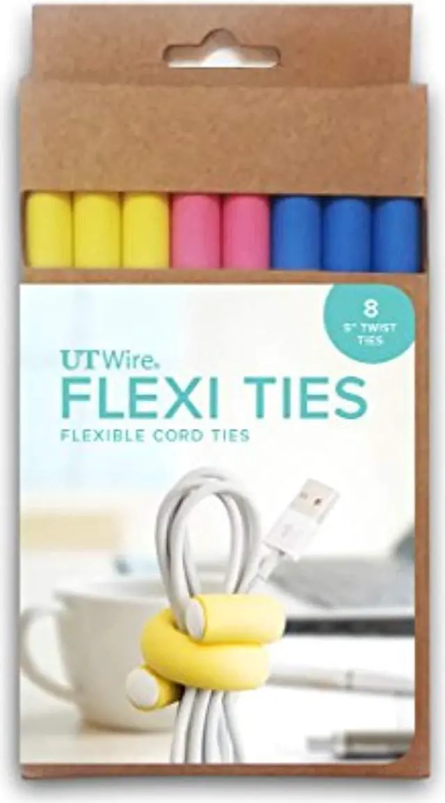 Alt view image 2 of 10 - UT Wire UTW-FT12-03 5 Inch Flexi Ties Yellow/Pink/Blue 8 Pack