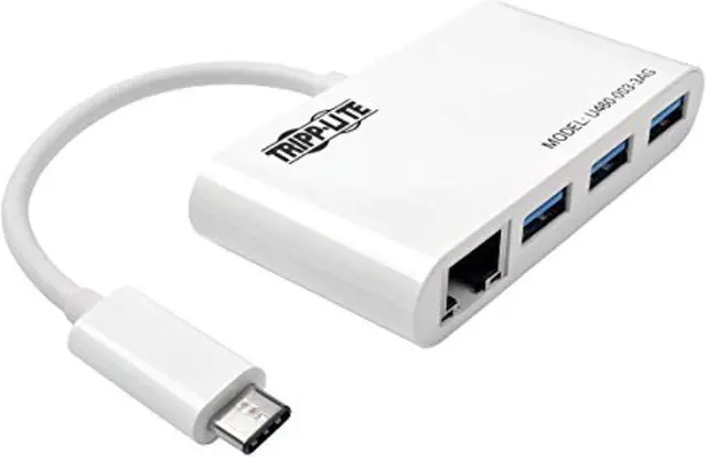 Alt view image 10 of 20 - Tripp Lite 3-Port USB-C to USB-A Hub Portable w/ Gigabit Ethernet Port RJ45 (U460-003-3AG)
